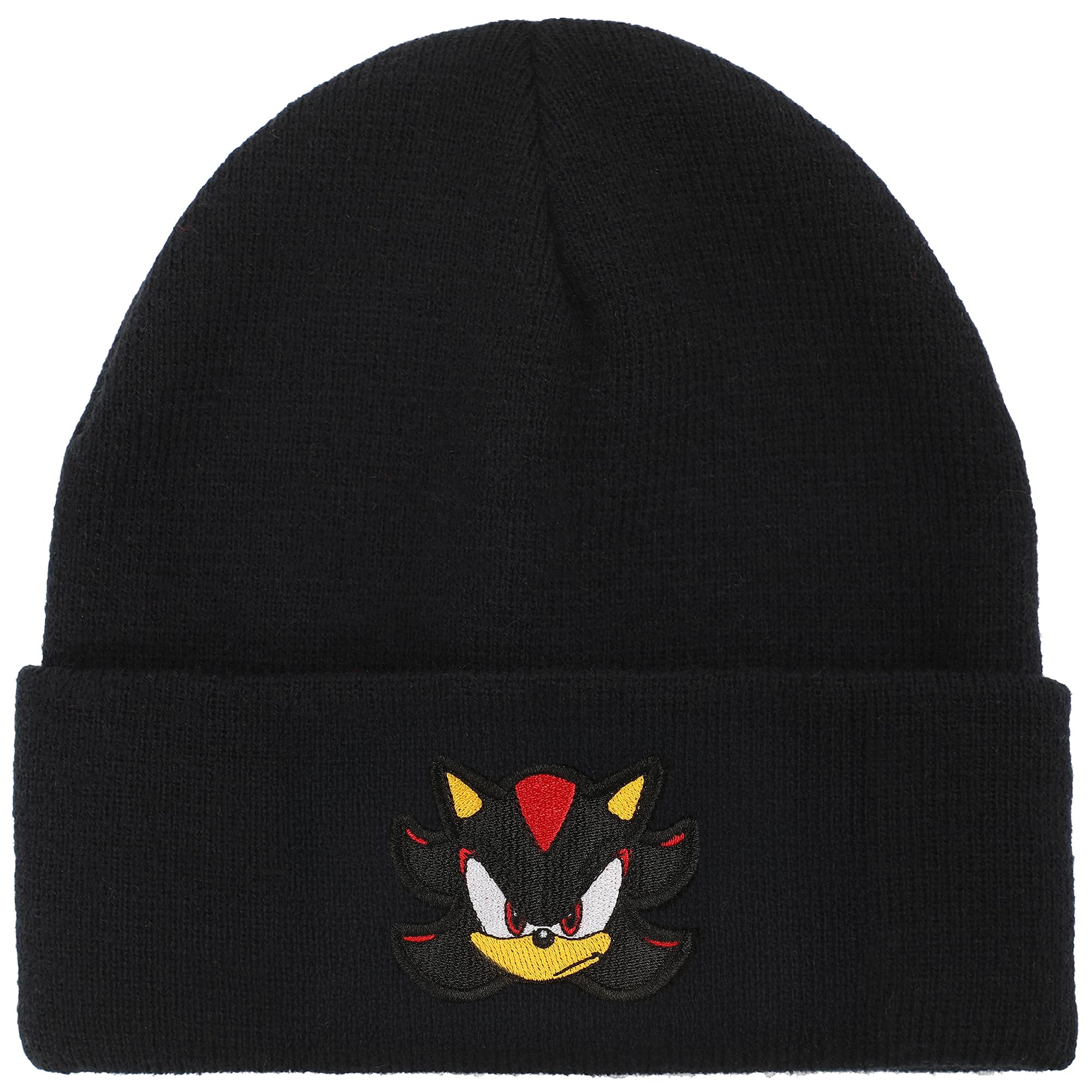 Bioworld Men's Sonic Shadow Black Sonic The Hedgehog Shadow Embroidered Cuff Beanie – Official Sega Merchandise
