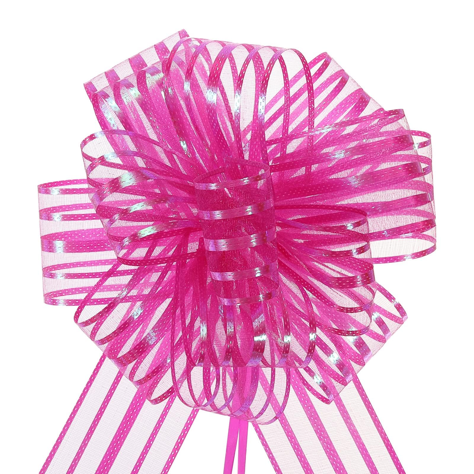 TOP-VIGOR 5 lazos grandes de organza de 6 pulgadas, lazos para envolver regalos, lazos de gasa para cestas de boda, regalos de Navidad, día de San Valentín y decoración, color rojo rosa