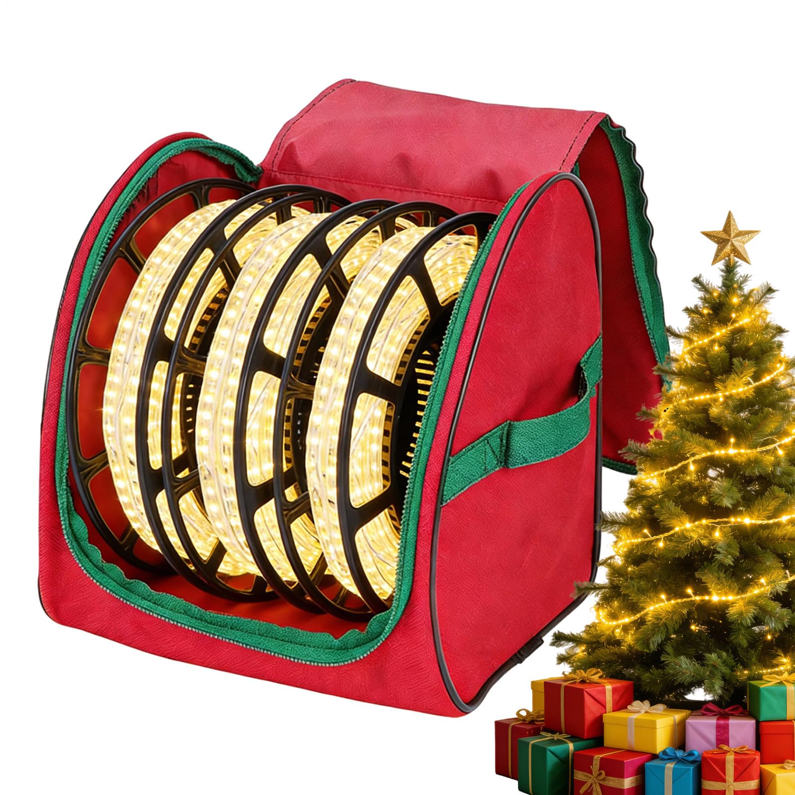 Sac de rangement pour lumières de Noël en toile 600D robuste haut de gamme