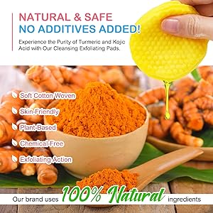 Turmeric Cleansing Pads, Kojic Acid Cleansing Pads - Gentle and Effective Daily Skincare for Face and Body