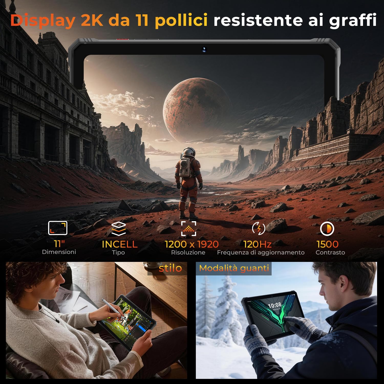 HOTWAV R9 Pro Max 5G Rugged Tablet Android 16 Robusto Tablet 11" Tablet | 20GB+256GB/2TB TF Tablet Impermeabile, 20080mAh Robusto Tablet PC 64MP+16MP/Widevine L1/Dual SIM 5G/Face ID/Stilo/Gemini AI