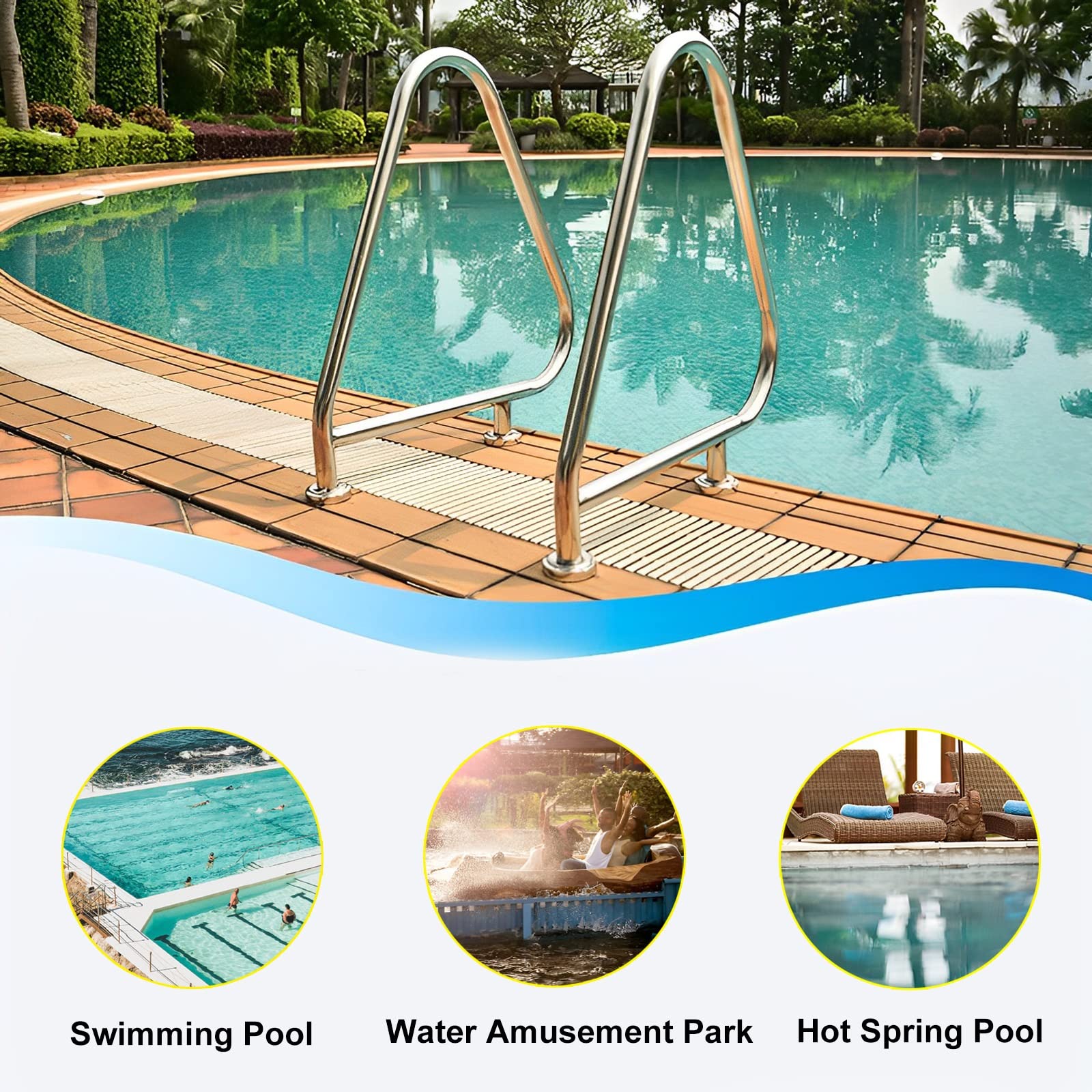 Barandilla para Piscina Barandillas De Acero Inoxidable Baranda De Piscina 81 * 90cm Pasamanos Fácil Montaje para Piscina Sauna Parque Acuático Interior Y Exterior (Size : 2 Pack)