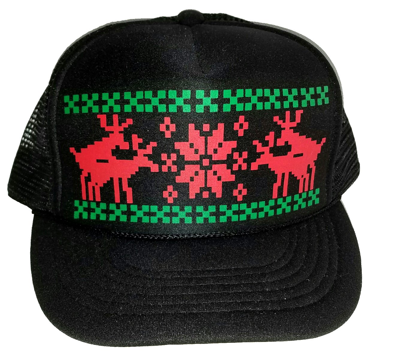 Humping Sex Reindeer Ugly Sweater Mesh Trucker Hat X Mas (Black)