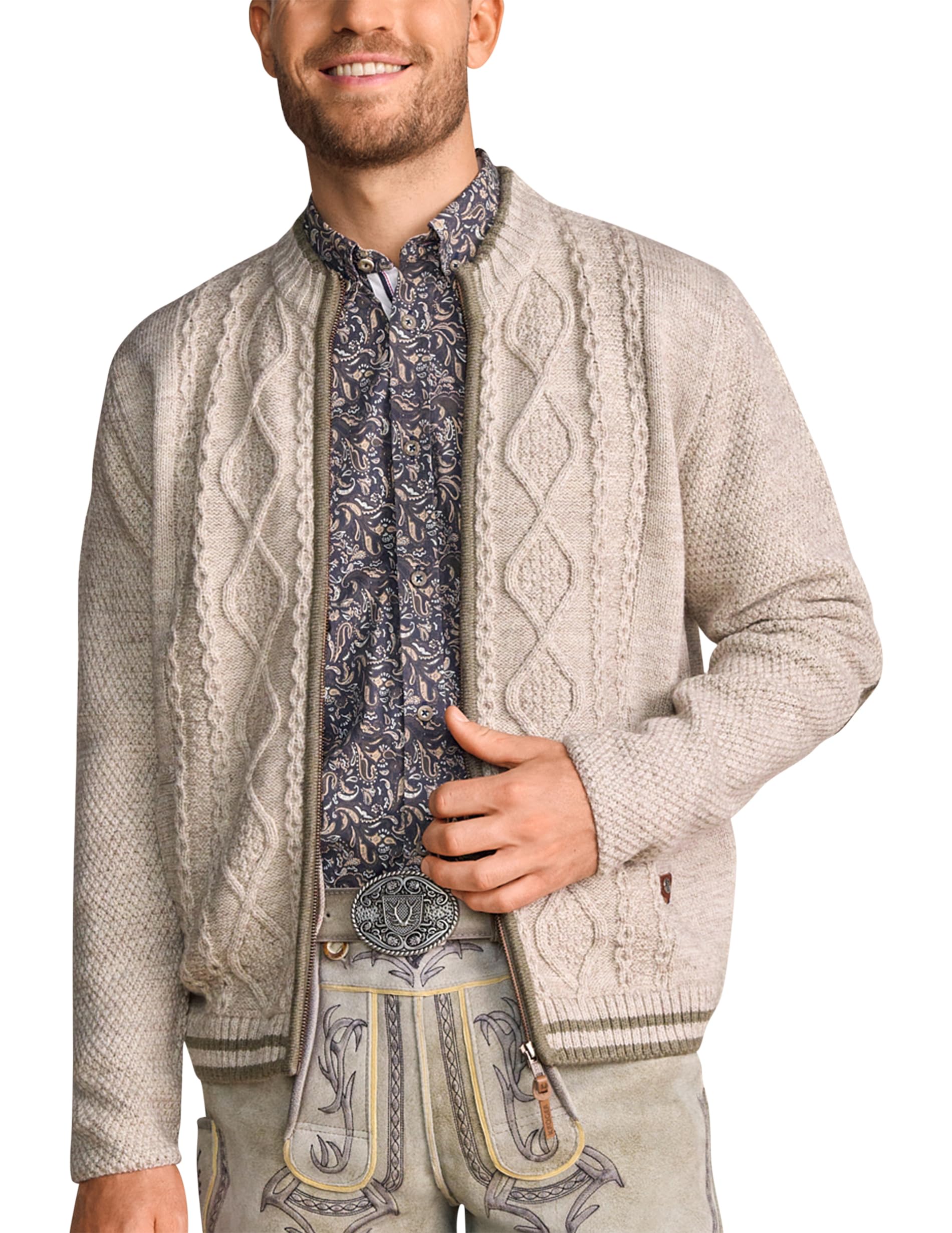 Krüger Herren Trachten Strickjacke lang, Modell: Rafael, Langarm, Tracht, Volksfest