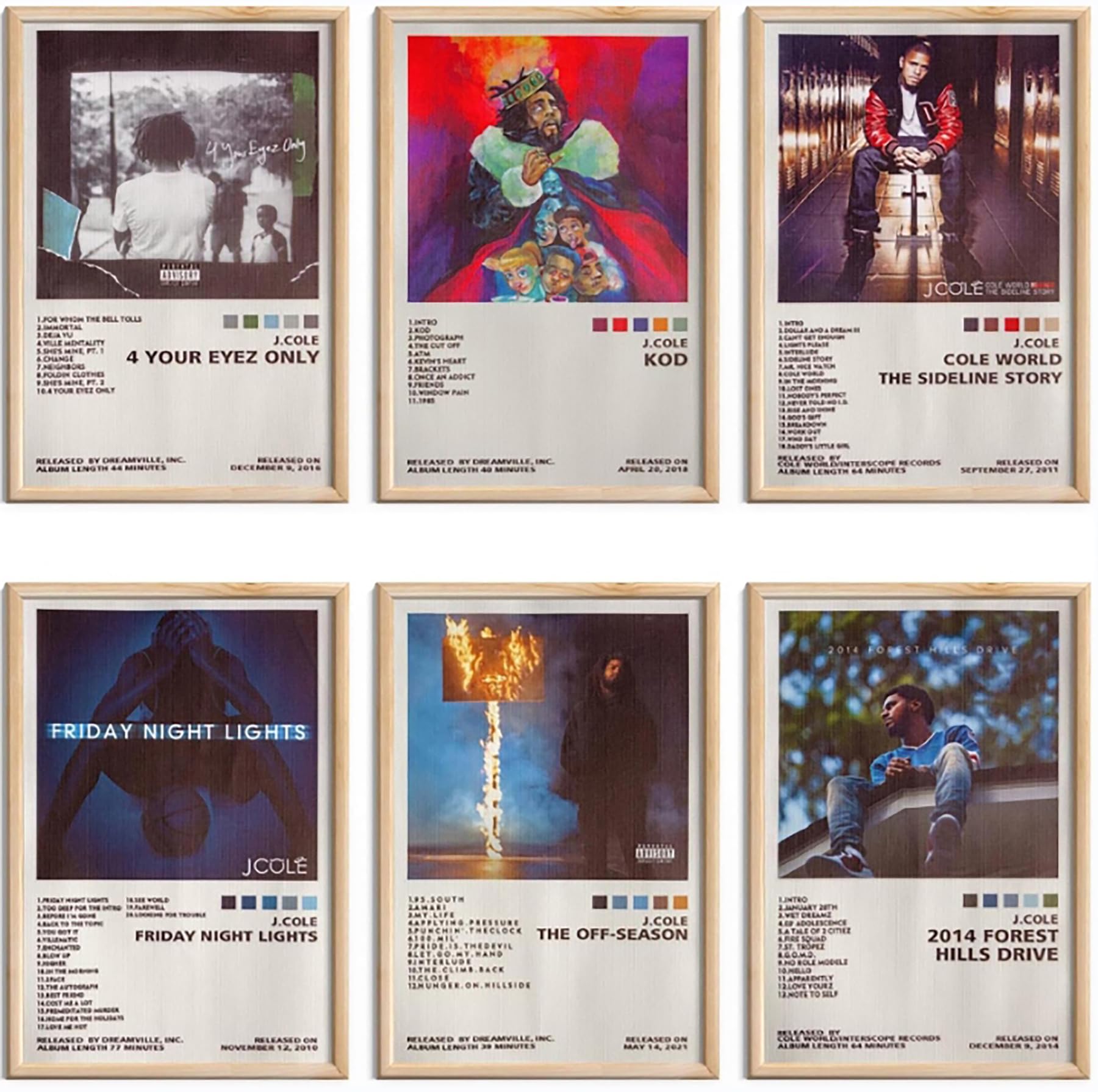 ManRule J COLE Poster Set of 6 Album Cover Posters 8 by 12 inch Music Posters for Room Aesthetic Canvas Wall Art for Teens Room Decor UNFRAMED (J.COLE)
