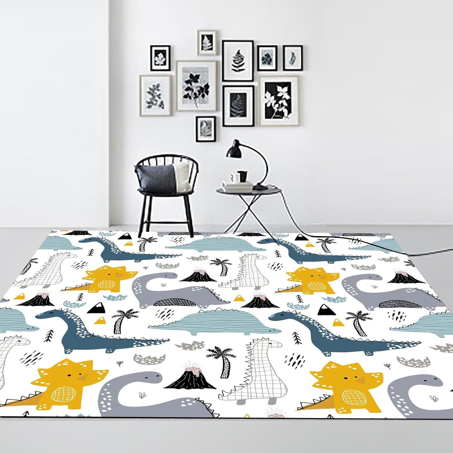 Cute Doodle Dinosaur Area Rugs, 3x4ft, Cartoon Dinosaur Printing Children'S Crawl Blanket, Dinosaur Rugs For Boys Bedroom For Living Dinning Room Bedroom Kitchen Hallway Office Modern Home Decor Dinosaur 3x4ft