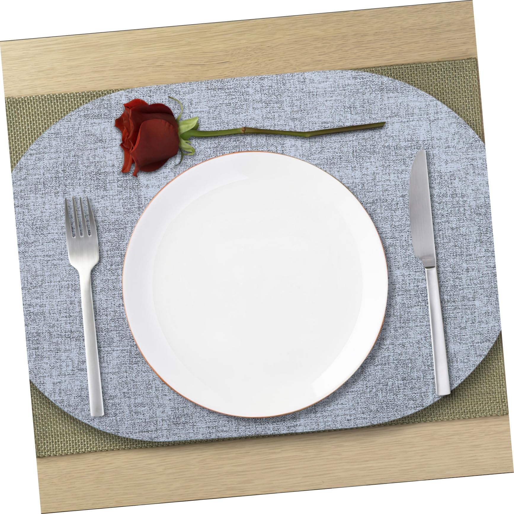 GLEAVI Set di 6 Tovagliette Ovali in Similpelle Impermeabili e Lavabili Design Raffinato per Protezione Tavolo da Pranzo Resistente al Calore Uso Domestico e Ristorante