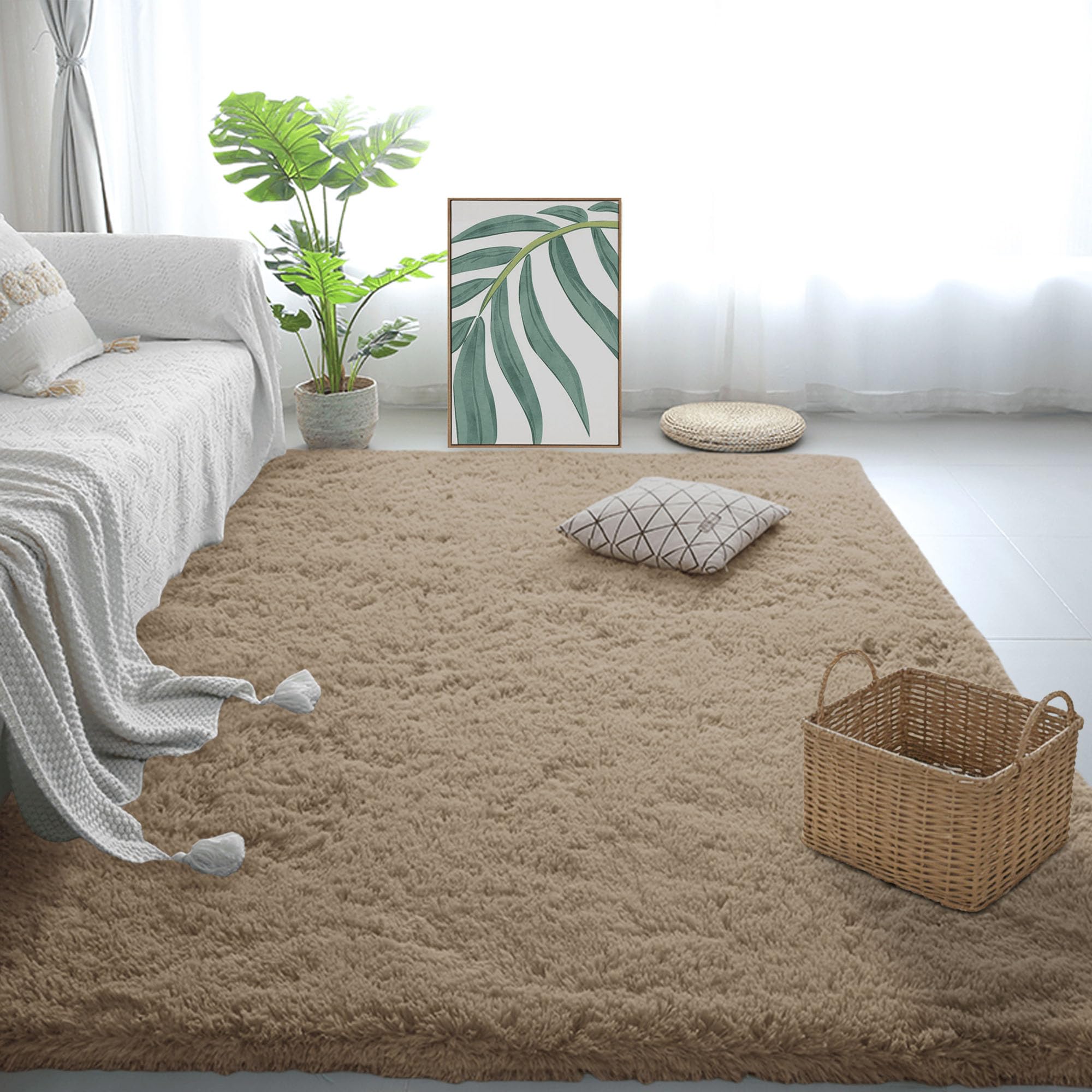 Tappeto Salotto Pelo 160 x 190 cm Soffice Tappeti Camera da Letto Avabile in Lavatrice Facile Manutenzione per Soggiorno, Camera da Letto, Cameretta Dei Bambini, cammello