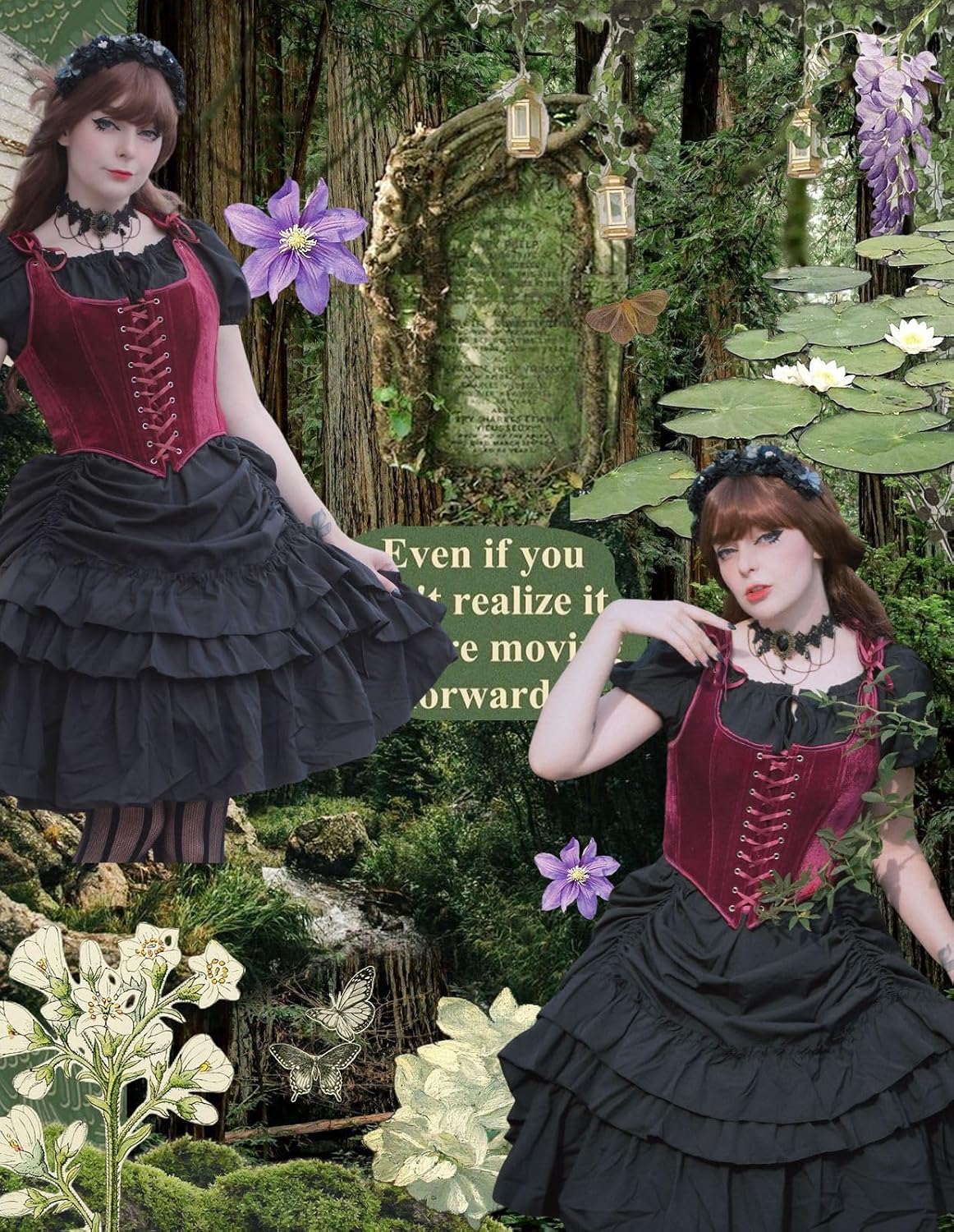 SCARLET DARKNESS Renaissance Corset Tops for Women Pirate Lace Up Overbust Velvet Bustier Bodice - Image 5