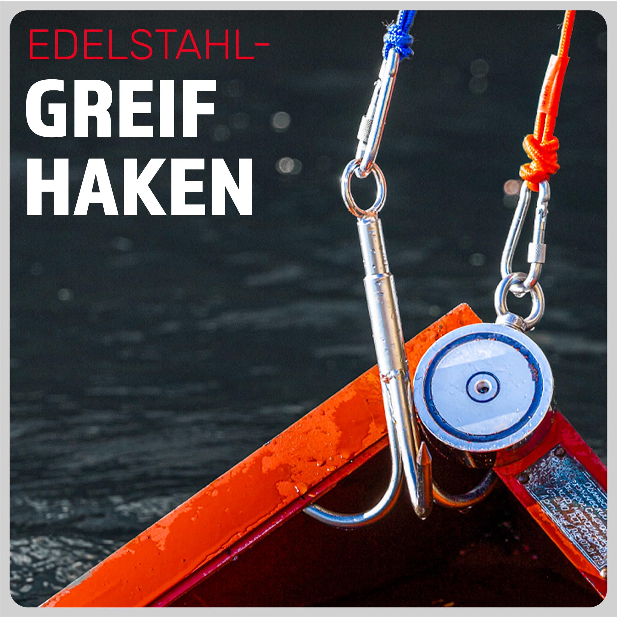 MAGFISHION Magnetfischen Mega Set - 700 KG (2 x 350KG) - Ø94mm - Neodym Magnet mit 2 Seilen, Greifhaken & Handschuhe - Magnet Fischen Angel - Ösenmagnet - Fishing Magnetangel - Magnetangeln Set