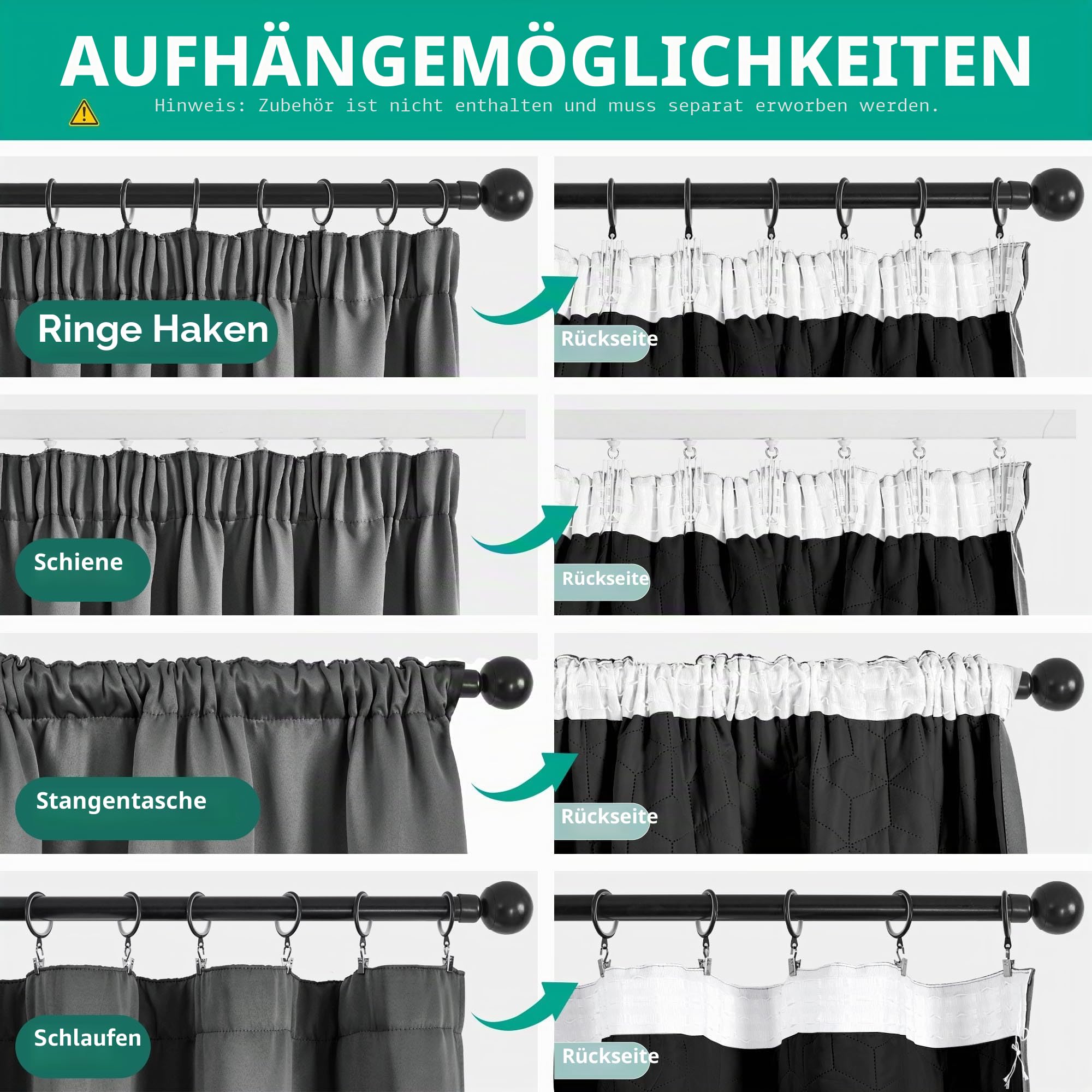 Deconovo Thermovorhang Kälteschutz, Gardinen mit Kräuselband gegen Kälte, Wärmeisolierend Vorhang Verdunkelung Wohnzimmer, 245 x 140(HöhexBreite), Dunkelgrau, 1 Stück