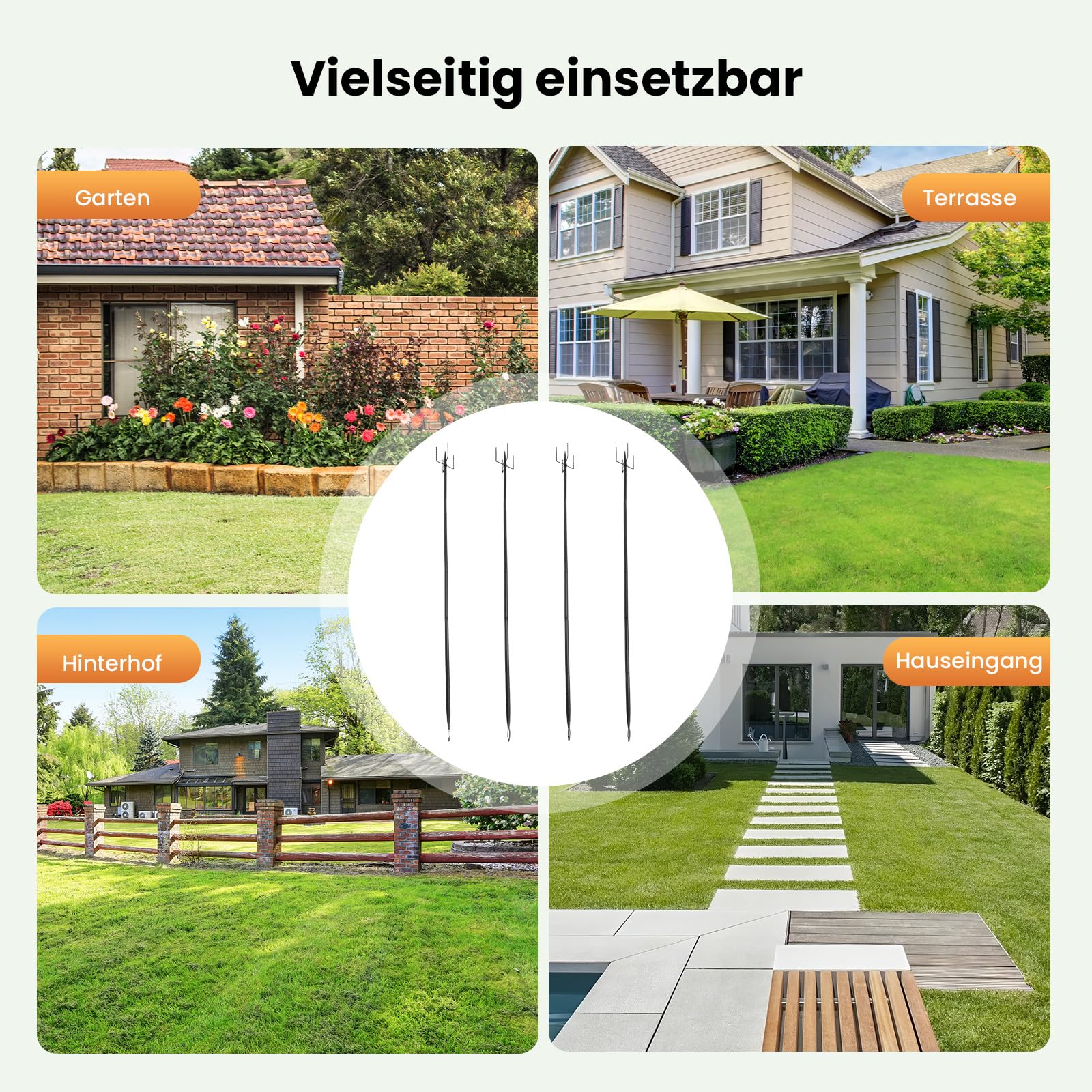 4 Stück Lichterkettenstangen Außenbereich, 300cm Verstellbar Garten Schäferhaken mit 5 Gabel, U-förmige String Light Poles Hirtenhaken Gartenstab Gartenstecker für Lichterkette Laternen Hochzeiten