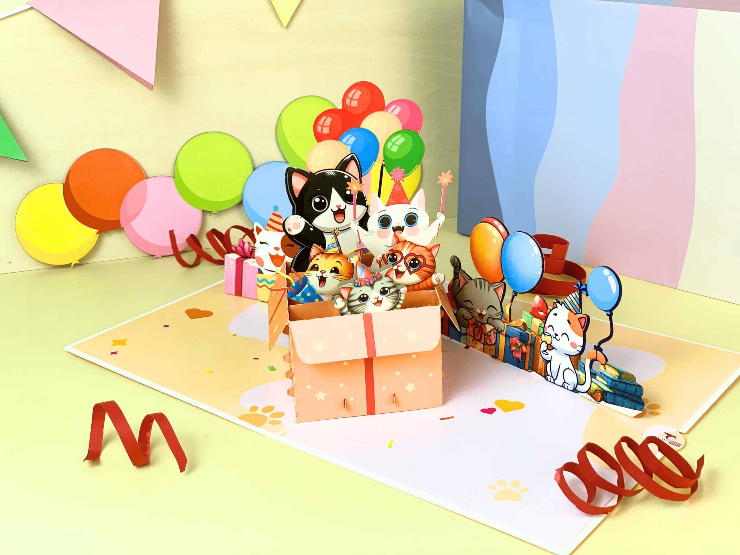 Katzen-Geburtstagskarte, lustige Pop-Up-Geburtstagskarten für Frauen, Männer, Kinder, Geschenk für Katzenliebhaber, süßes Katzen-Thema, 3D-Grußkarte