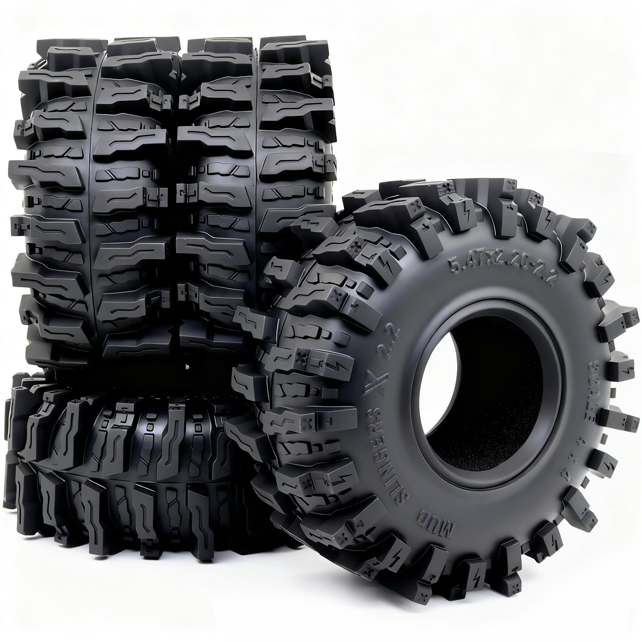 HOBBYSOUL Mud Slingers X T10 2.2 Tires 5.47'' Tall 4-Pack Fits SCX10 Wraith