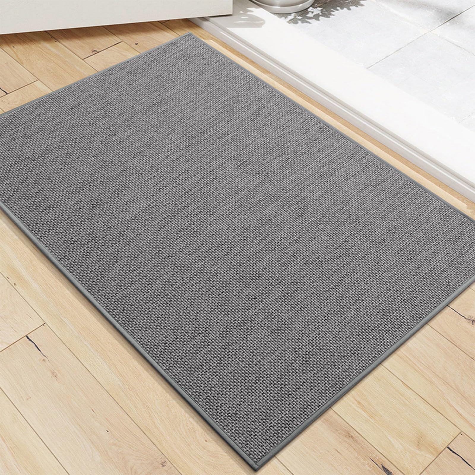 AMFUN Fußmatte Innen 60 x 90 cm, Schmutzfangmatte Innen, rutschfest Absorbierend Fussmatte, Dünne Eingangstürmatte, für Eingangsbereich & Aussenbereich, Dunkelgrau