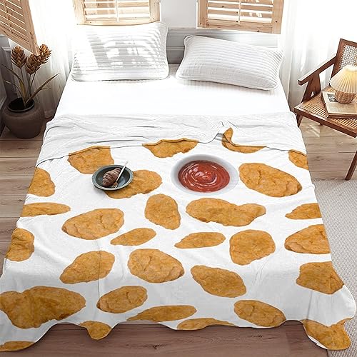 Miniatura 9 de Manta con estampado de nuggets de pollo fritos, regalo para niños y niñas, sábana ligera de felpa divertida con alimentos, manta de franela súper