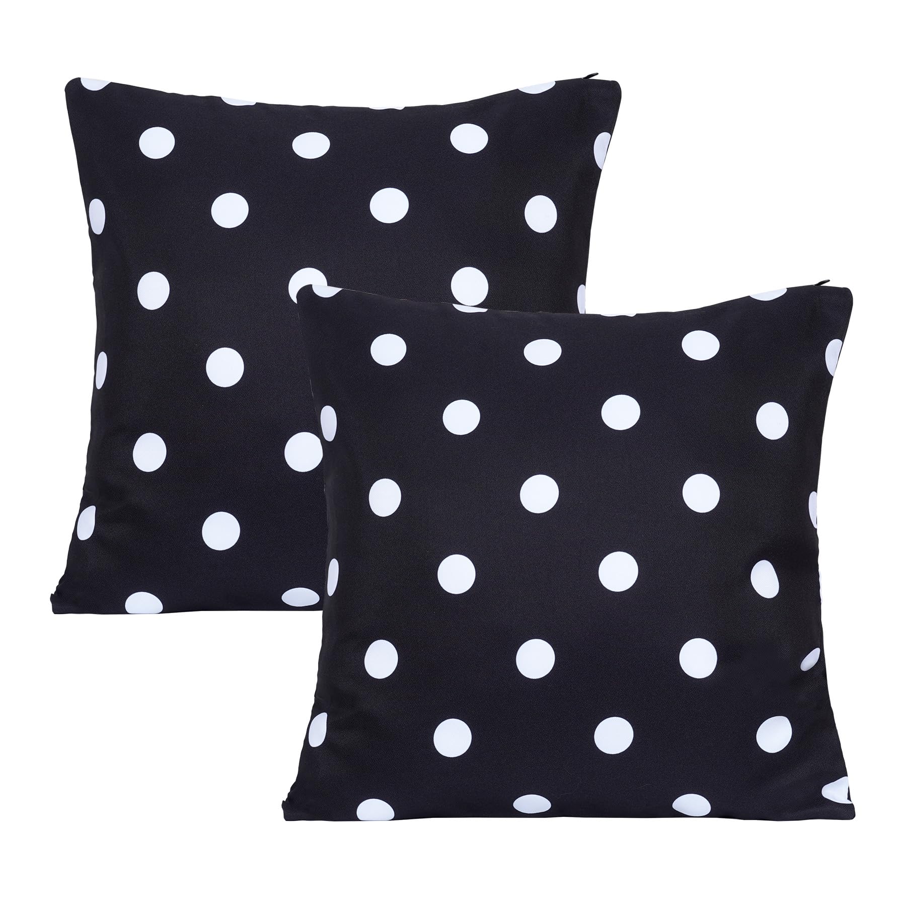 Poise3EHome Outdoor Pillow Covers Set of 2, Waterproof Decorative Throw Pillow Covers for Patio Garden Couch Chair, 20x20 Inches, Black Polka Dot,