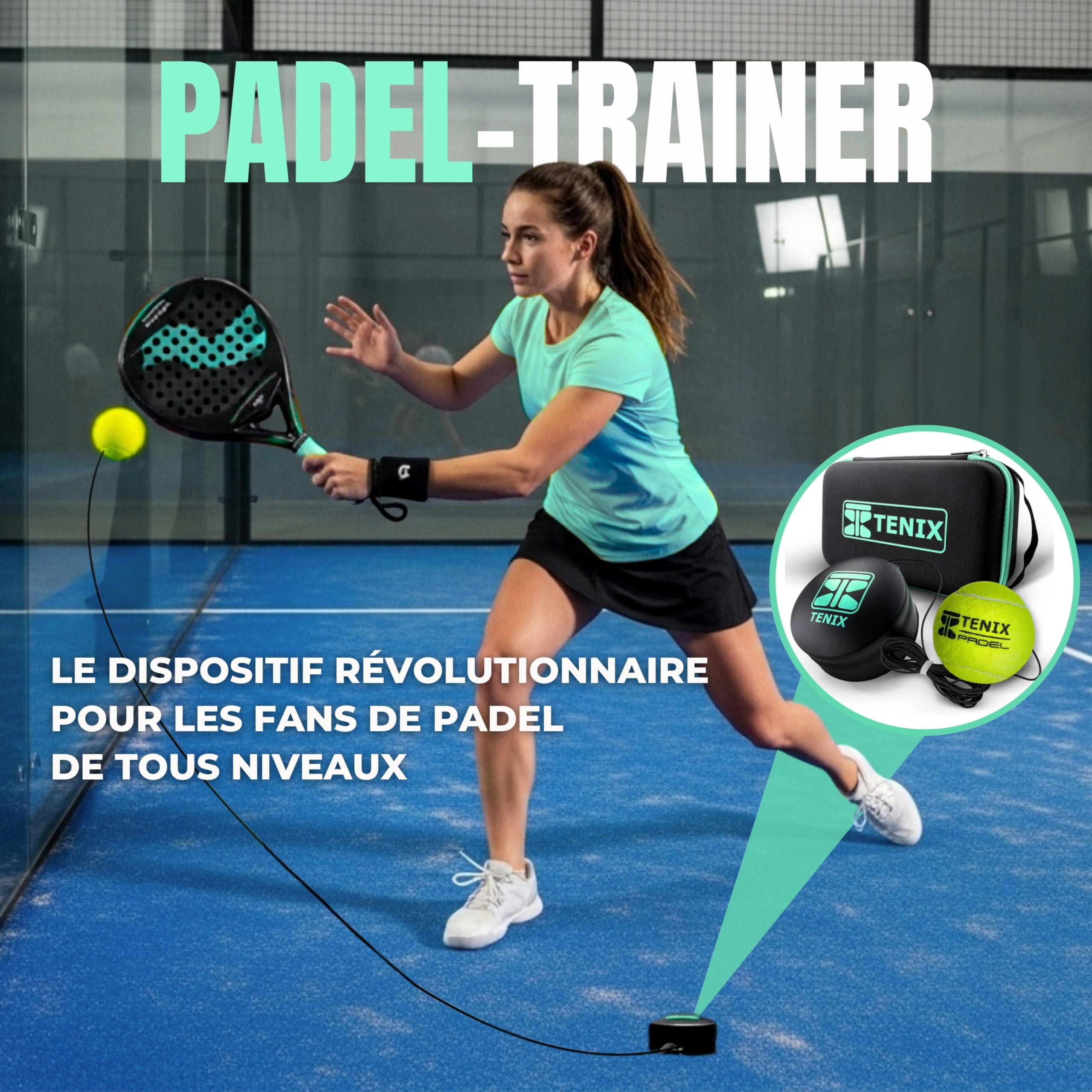TENIX® Padel Trainer [Pas d’Eau nécessaire pour Jouer] Padel Accessoire pour Enfants & Adultes | Solo Padel dans Votre Jardin, au Parc, sur Le Court | Votre entraineur de Padel à portée de Main!