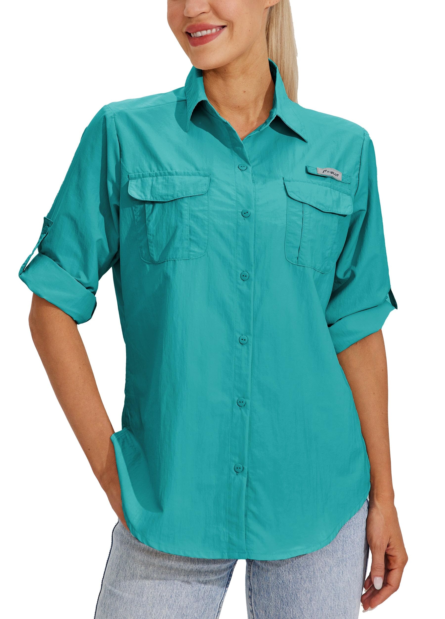 WILLIT T-shirt pour femme UPF 50+ - Protection solaire - Manches longues - Chemisier de randonnée - Safari Angel - SPF - Séchage rapide - Pour la randonnée et l'extérieur