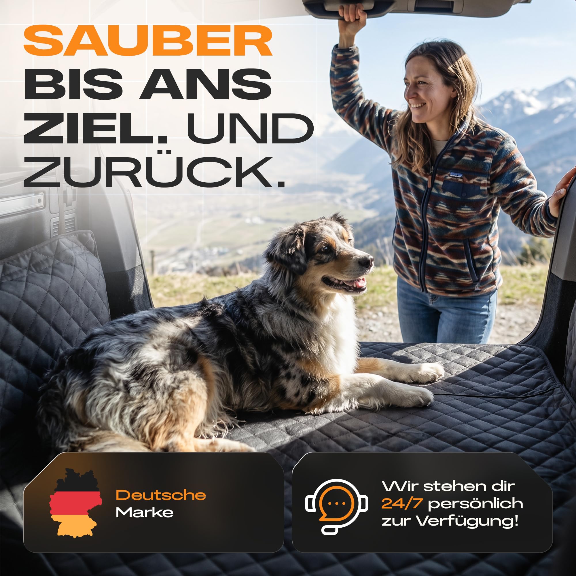 Naturiz® Kofferraumschutz Hund mit Seiten- & Ladekantenschutz - Hundedecke Auto Kofferraum - Universal Kofferraum Schutzmatte Wasserdicht & Pflegeleicht für Hunde -Hundematte mit Tasche (Kofferraum)