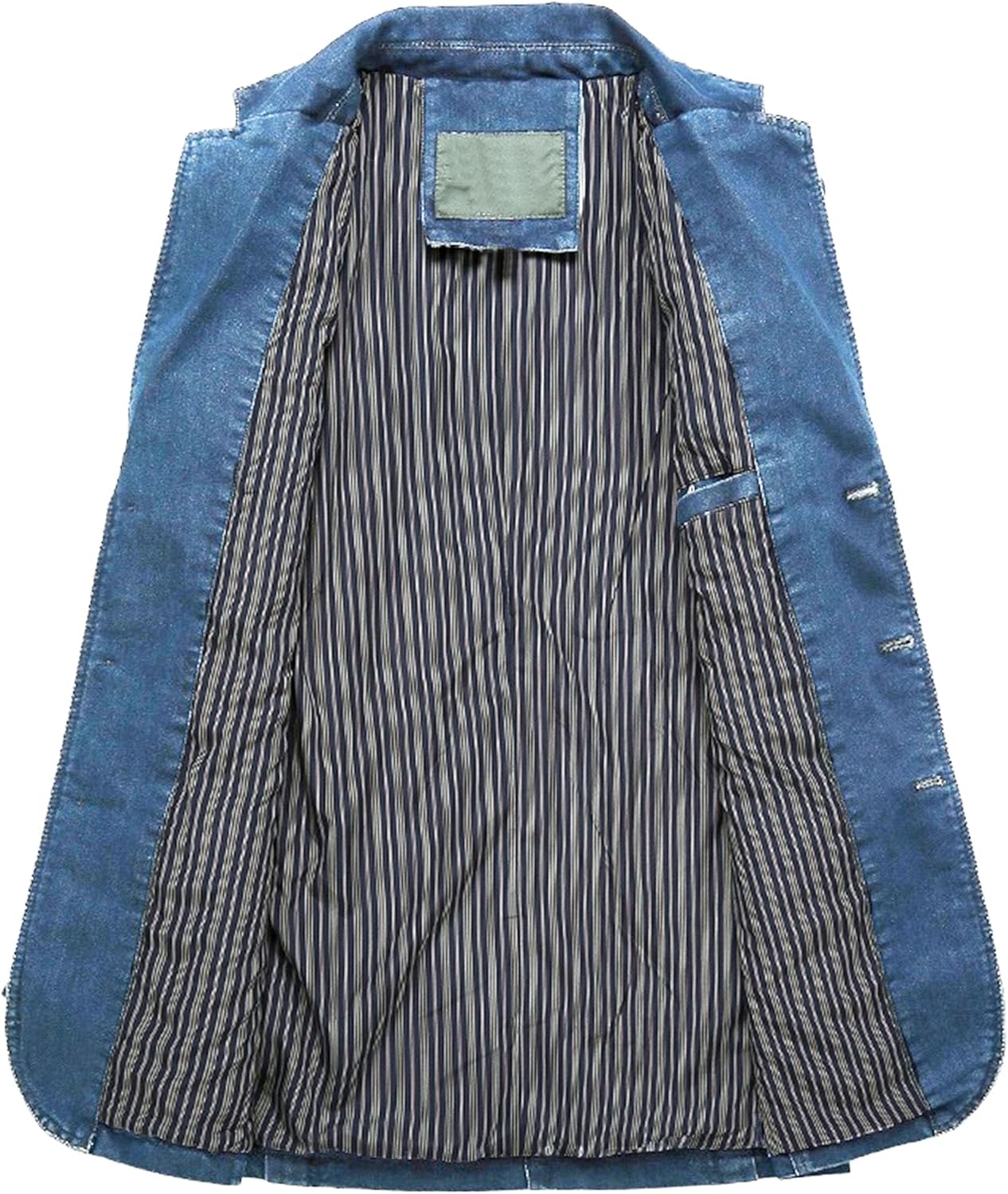 Men's Casual 3 Buttons Denim Blazer Slim Lapel Washed Denim Suit Jacket Business Blazer Sport Coat