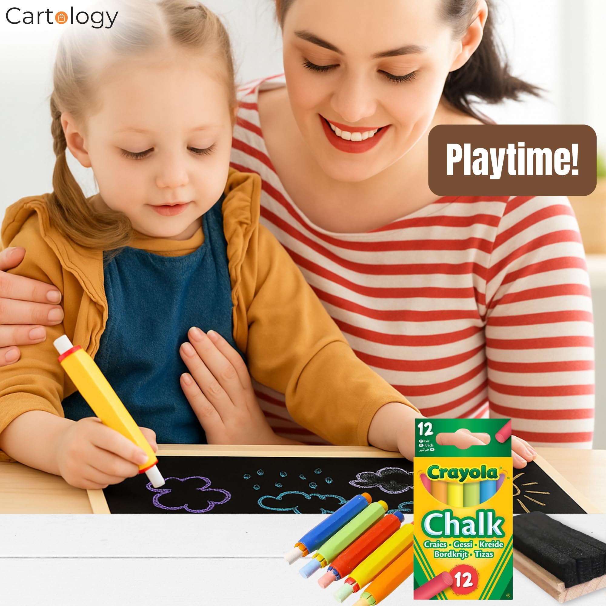 Kids Chalkboard Set including Chalk, Includes Blackboard, Crayola Anti-Dust Chalk, Board Eraser & Chalk Holders - Image 4
