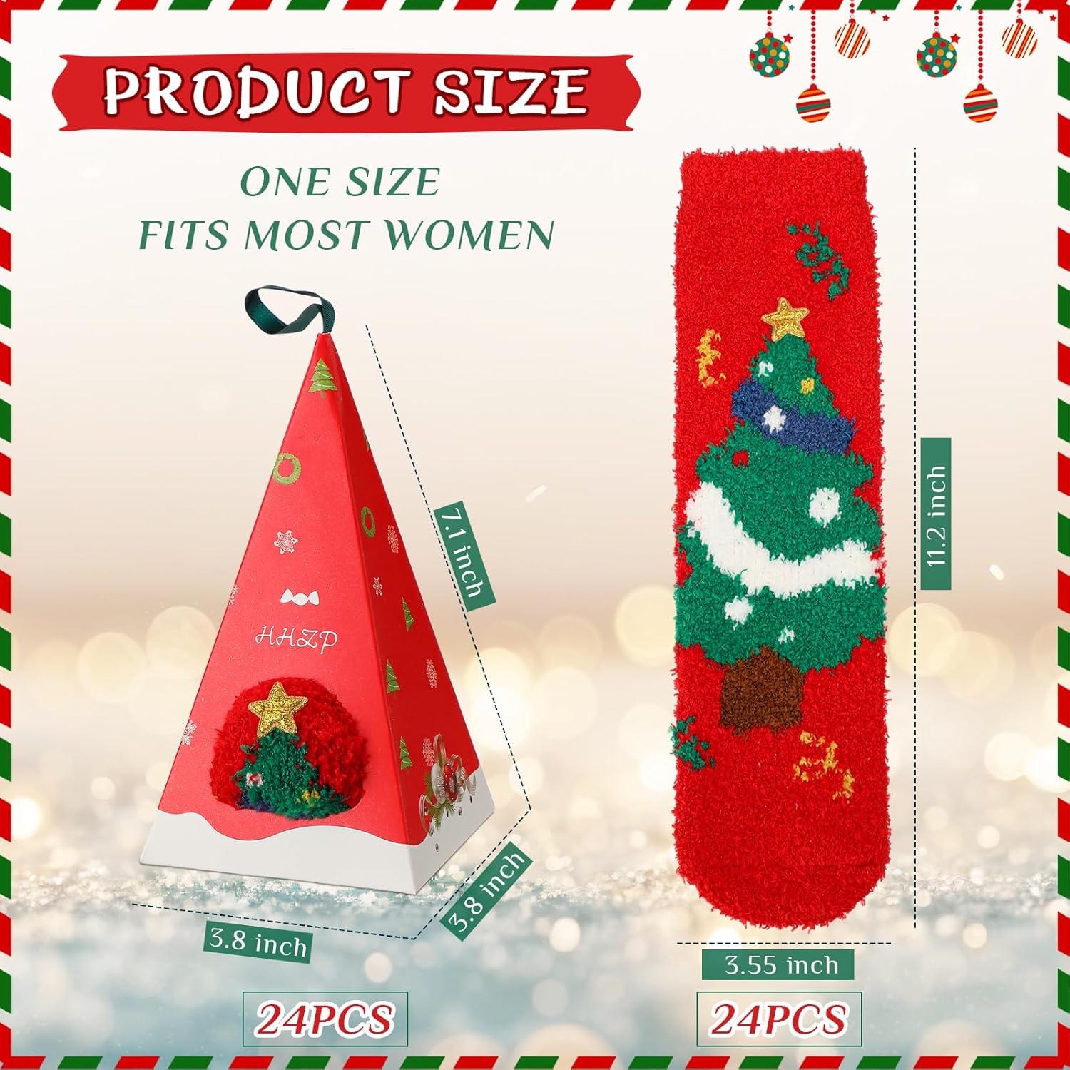 Liitrsh 24 Pairs Christmas Fuzzy Socks Christmas Plush Fluffy Slipper Socks Winter Warm Socks for Women Holiday Soft Sleeping Santa Sock with 24 Gift Box for Unisex Adult Coworkers Christmas Gift