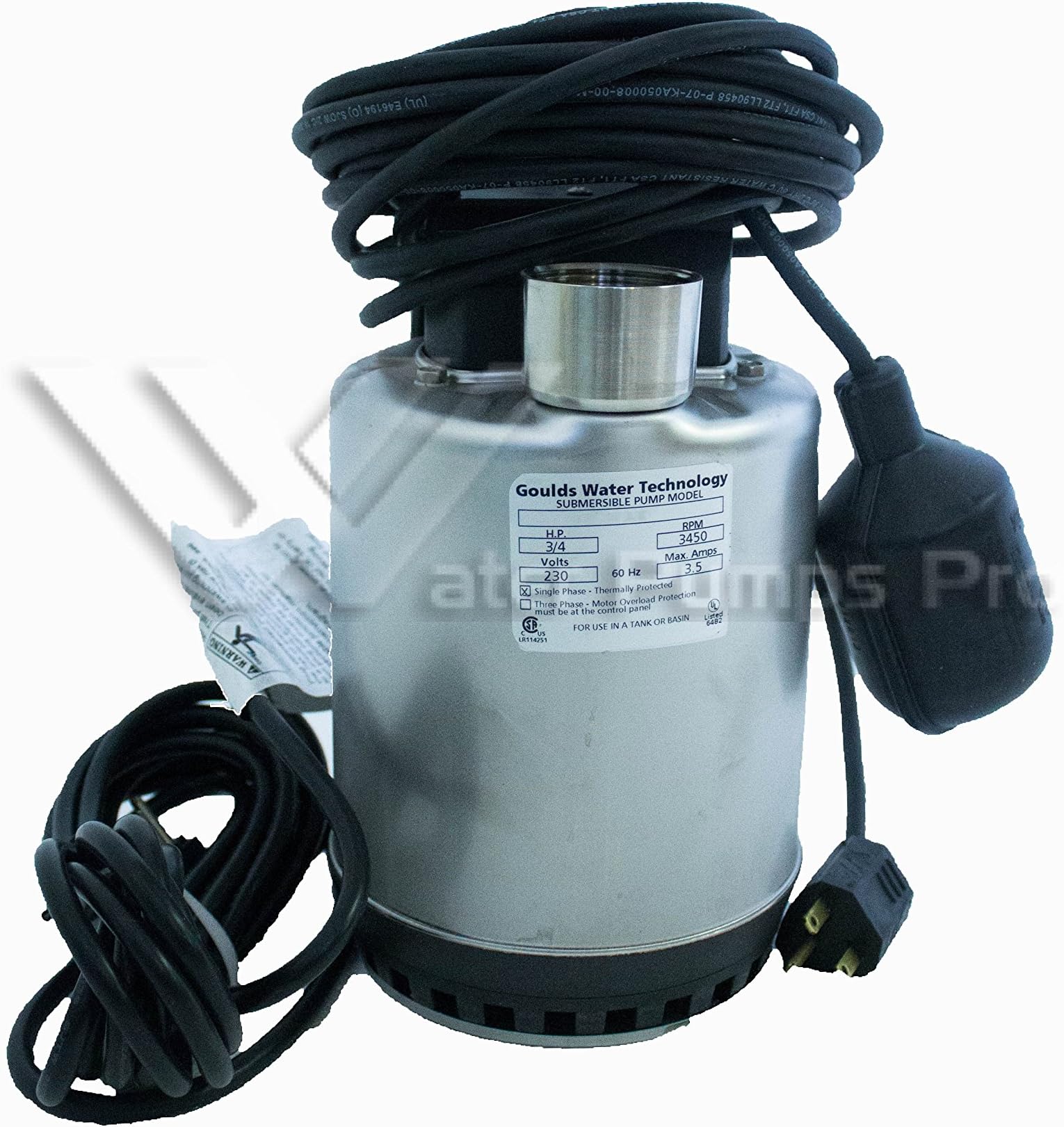 GouldsPUMPS LSP0711F Submersible Sump Pump, 3/4 hp, 115V, Blue, Plug/No Switch