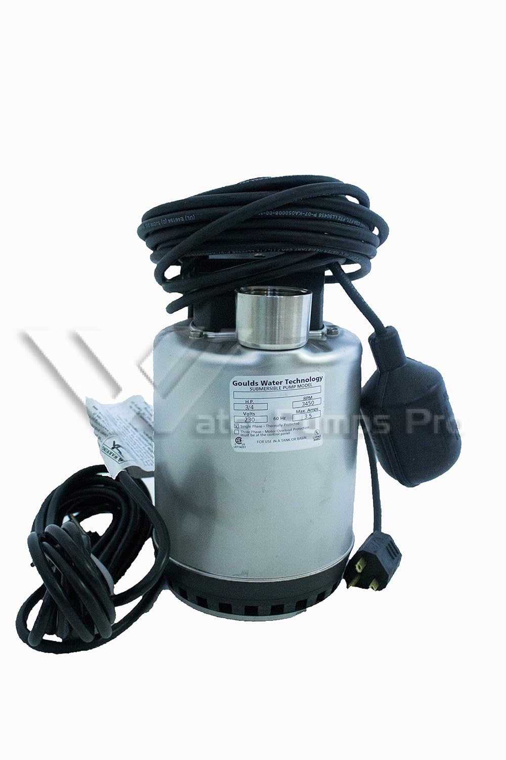 GOULDS PUMPS LSP0311 Sump Pump, Manual, Stainless, 1/3 hp, 115V