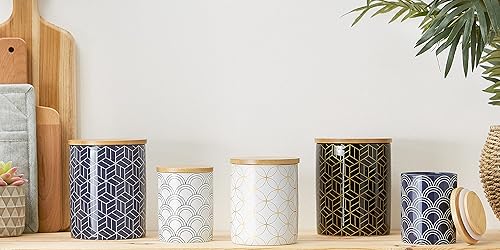 Miniatura 6 de DII Kitchen Ceramics Collection, juego de recipientes, estampado mixto, blanconegro, 3 piezas