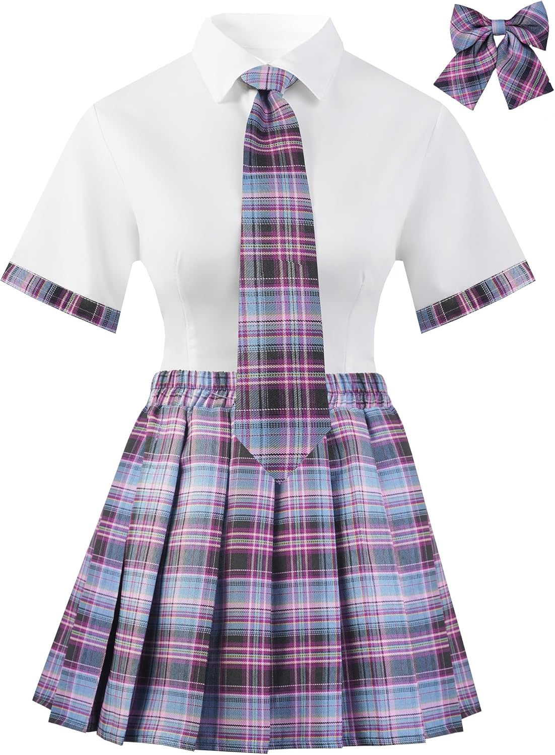 Women School Girl Outfits Set School Girl Costume Top With Mini Pleated Skirt