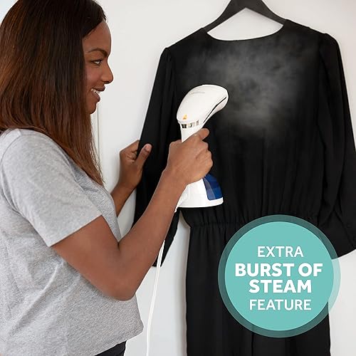 Vista 3 de Sunbeam Vaporizador de mano de vapor de potencia de 1200 W para ropa, función extra de ráfaga de vapor, calentamiento rápido de 30 segundos