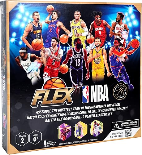 FLEX NBA TCG Game | Deluxe Series 2 Starter Set | Juego de mesa para dos jugadores con fichas coleccionables con estrellas reales de baloncesto de