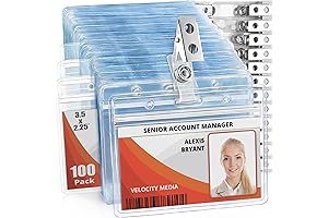 Mifflin-USA Horizontal Plastic Name Tag Holders with Clips - 3.5" x 2.25",...