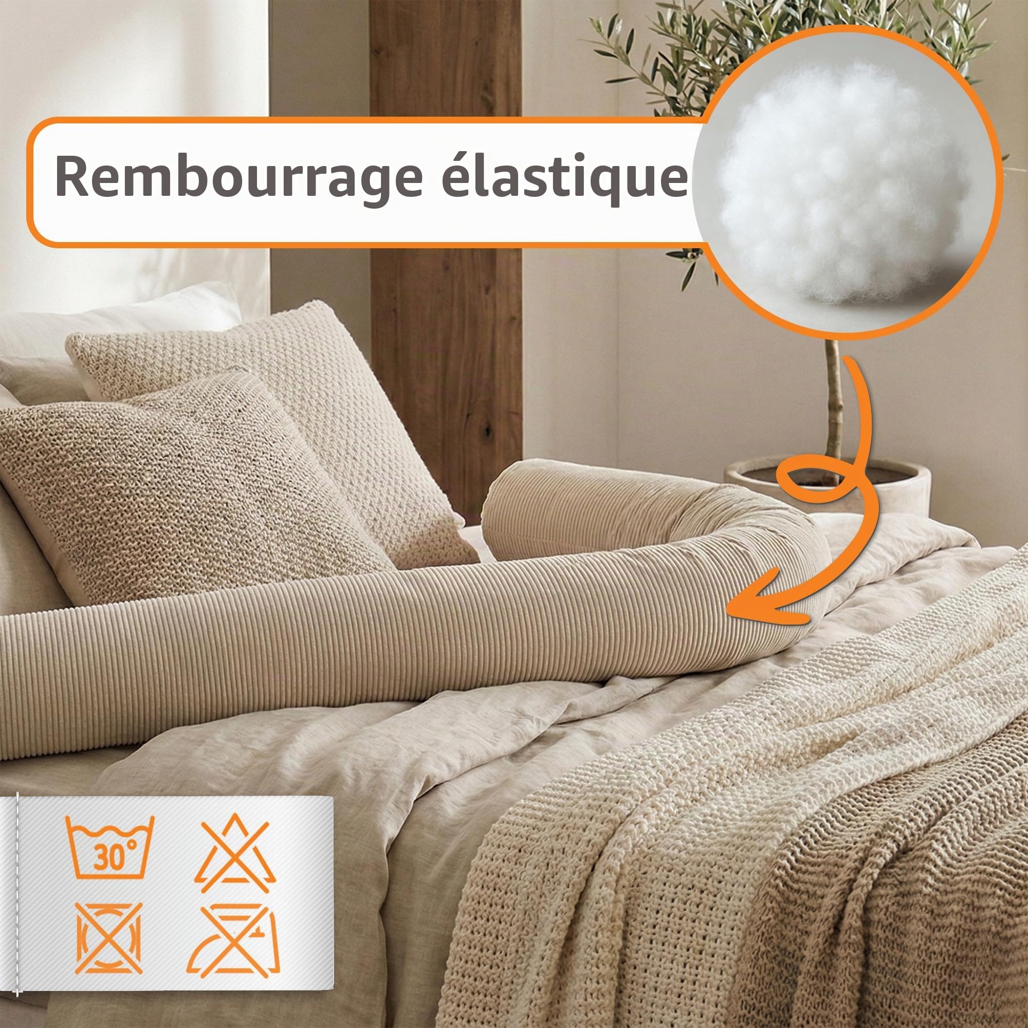 Totsy Baby Oreiller Corps Dormeur Latéral 400 cm Velours côtelé Long Coussin Ergonomique Respirant Lavable de Couchage Soutien Cou Confort Certificat Oeko-Tex Gris C