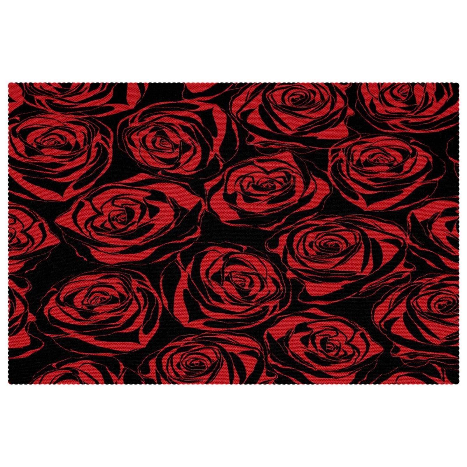 Sets de table antidérapants lot de 6 motif roses isolant thermique