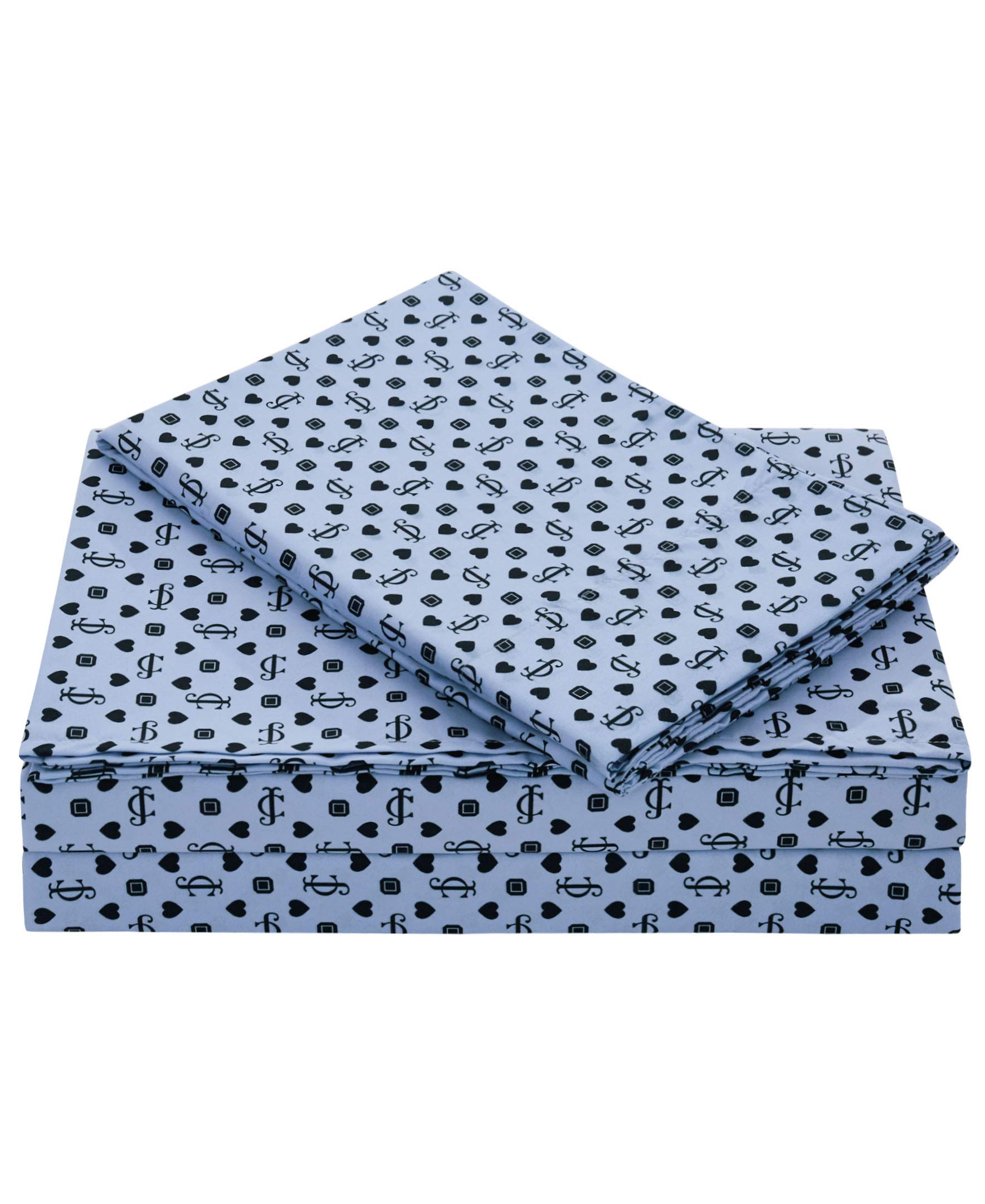 Juicy CoutureMicrofiber Sheet Set | Queen Size Bed Sheets| Queen Bedding | 4 Piece Set Includes Fitted Sheet, Flat Sheet and 2 Pillowcases | Deep Pockets, Wrinkle Resistant and Anti Pilling