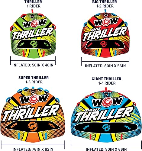 Miniatura 5 de Wow Sports Thriller Towable Deck Tube for Boating Adults, Tubing Boat Inflatable for Water Sports