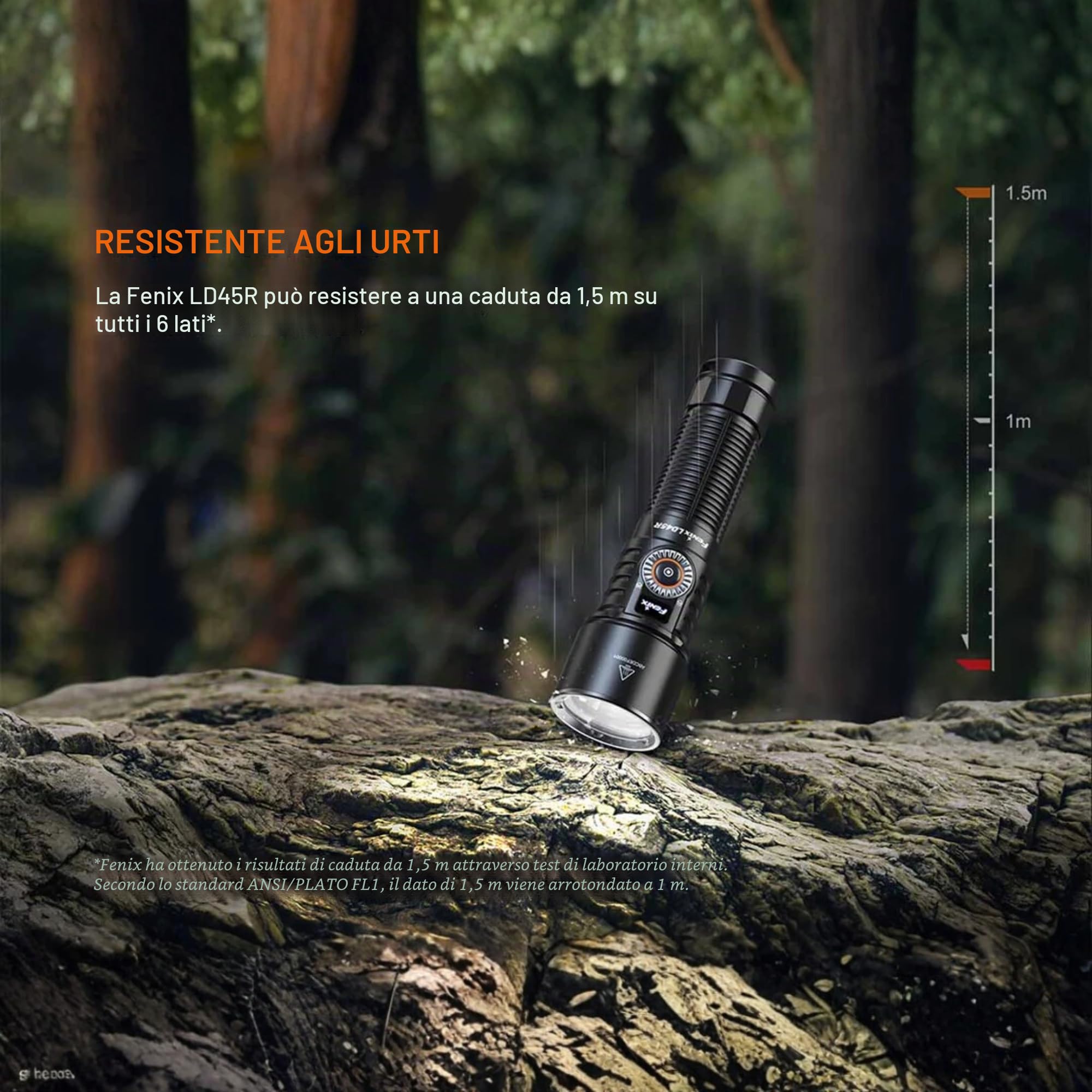 FENIX LD45R - Torcia elettrica ricaricabile per lavoro e esterni, 2800 lumen, 480 m, 65 ore massime, sistema avanzato di messa a fuoco elettronica con controllo della messa a fuoco rotante, schermo