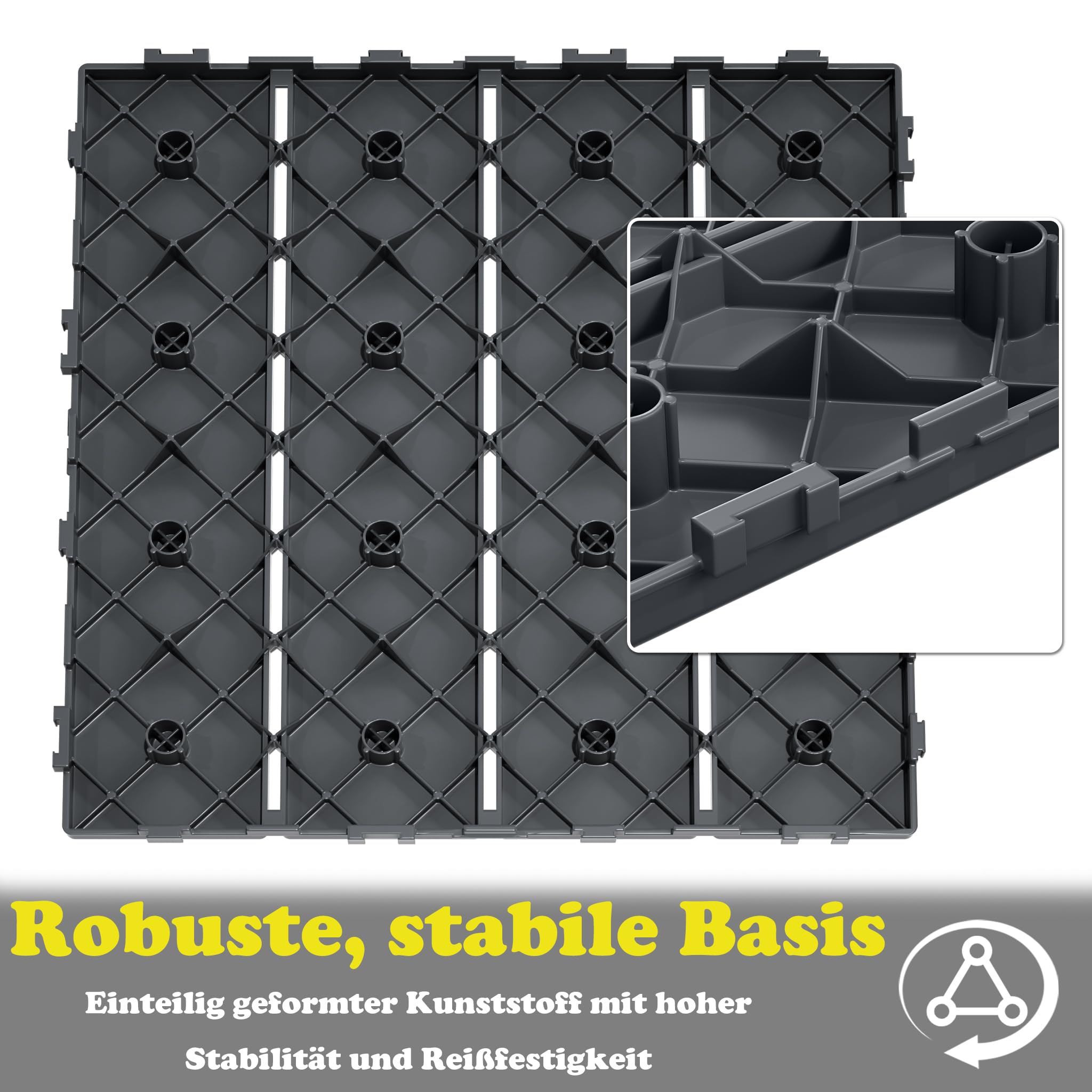 Aufun 44 Stück Balkonfliesen 30x30cm, Terrassenfliesen in Holzoptik, Wasserfeste Gartenfliesen Kunststoff mit Klick-System, Bodenbelag für Balkon, Terrasse, Außenbereich, Dunkelkaffee, 4m² Anthrazit