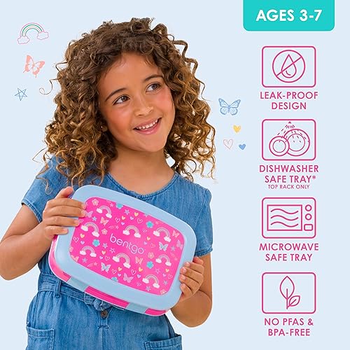 Miniatura 27 de Bentgo Kids Prints - Lonchera para niños, a prueba de derrames, con 5 compartimentos, estilo bento, tamaño de porciones ideales para edades de 3 a 7
