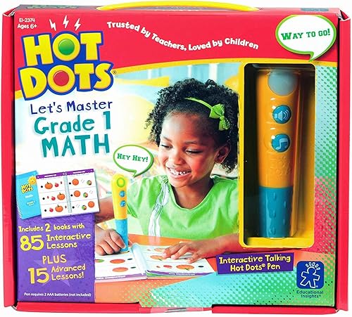 Educational Insights Hot Dots Let's Master - Juego de matemáticas de primer grado, libros de trabajo de matemáticas, 2 libros con 100 lecciones de