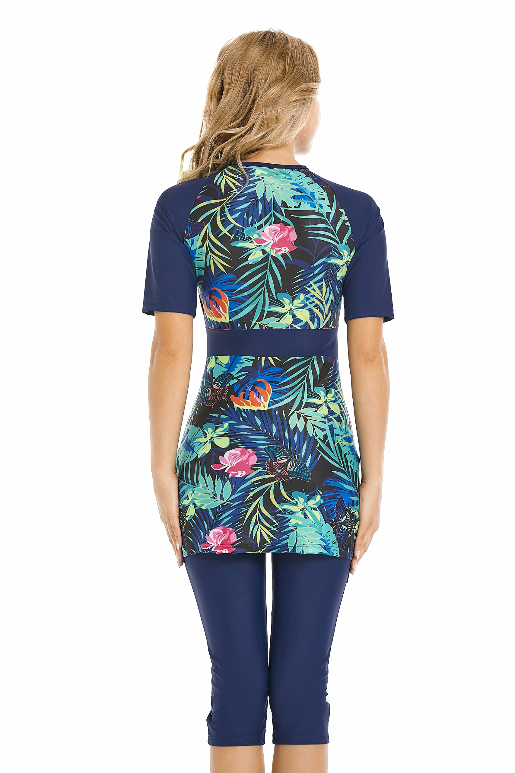 Costume da Surf Rash Guard Costume da Bagno a Maniche Corte Costume da Bagno Modesto per Donna Burkini Costume da Bagno
