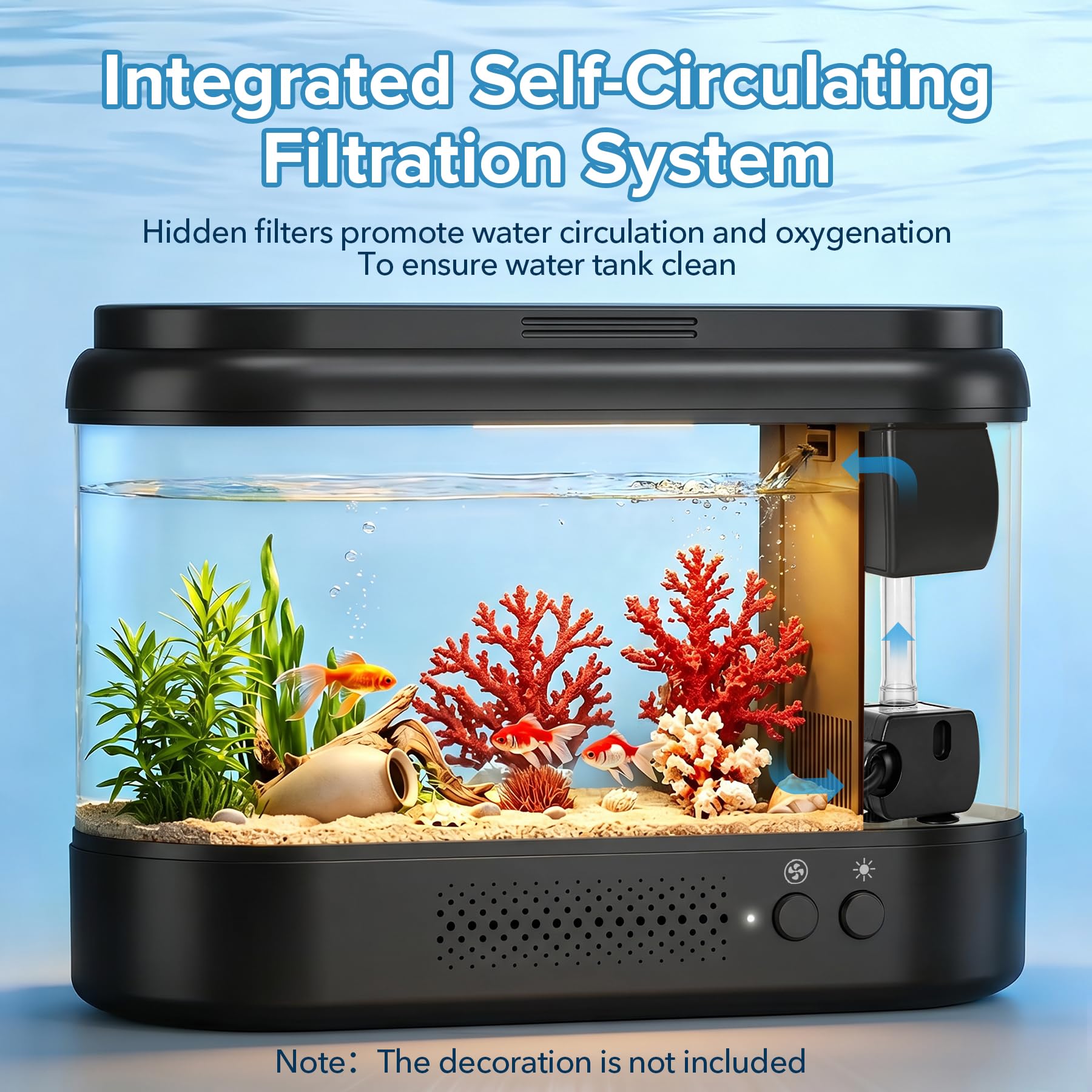Nano Aquarium Starter Set 3,7L Schwarz Acryl mit Filtersystem LED Beleuchtung Betta Tischaquarium