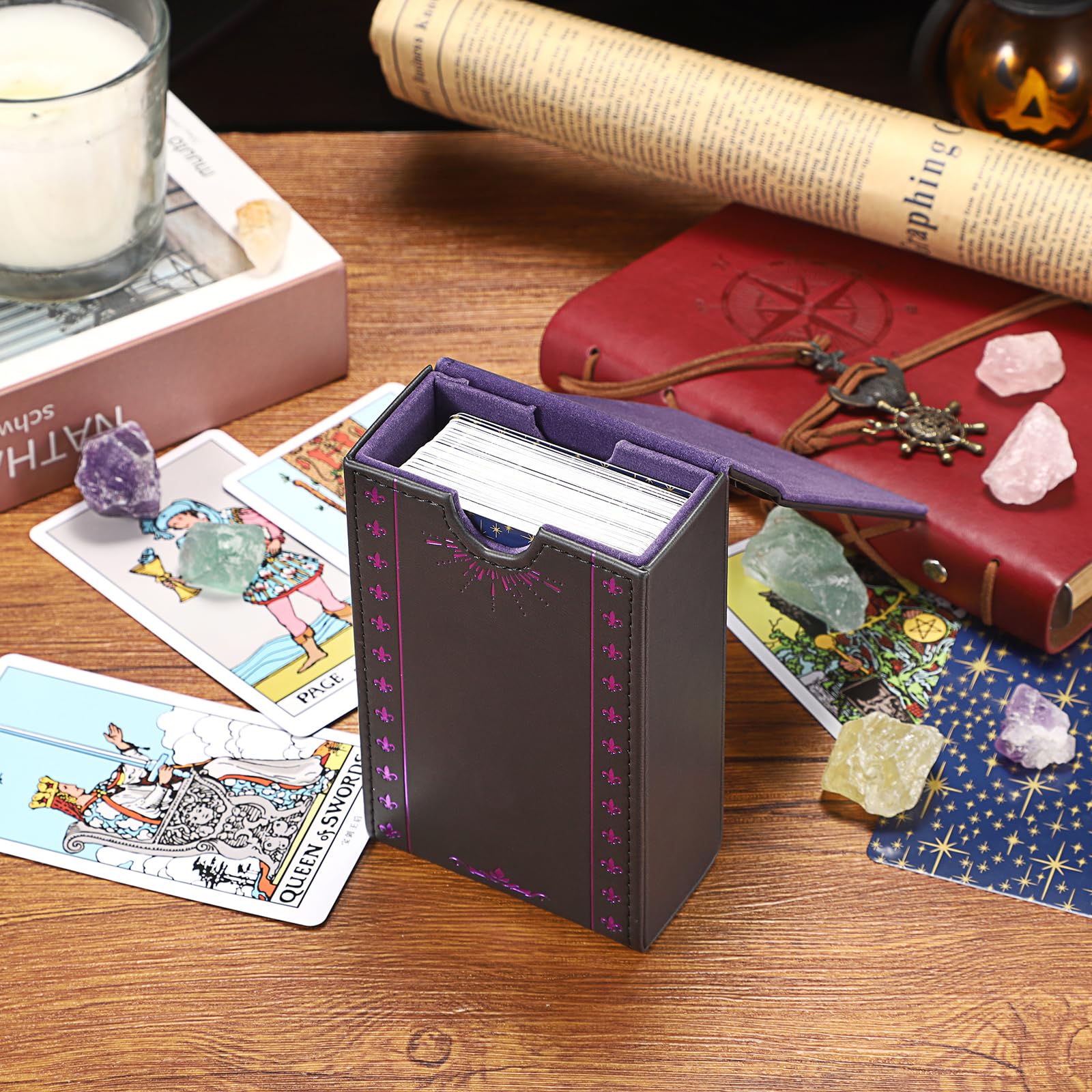 Boîte de protection universelle en cuir PU pour tarots et cartes Oracle