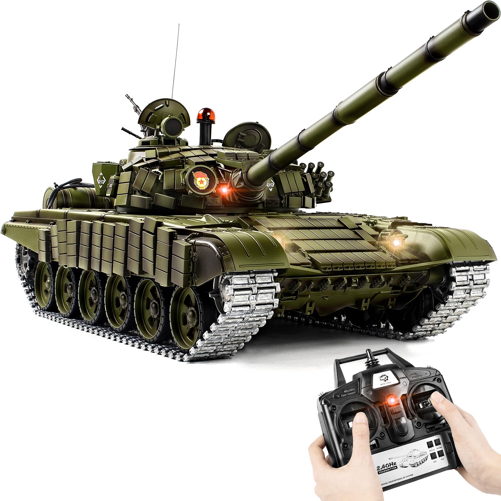 Photo 1 of 1/16 RC Tank, Heng Long Soviet Union T-72 model Army Toy with Smoke, Sound, Light, 2.4G Remote Control Tank That Shoot with Upgraded Metal Track, Idler and Sprocket Wheel, Steel Gearbox, Two Batteries