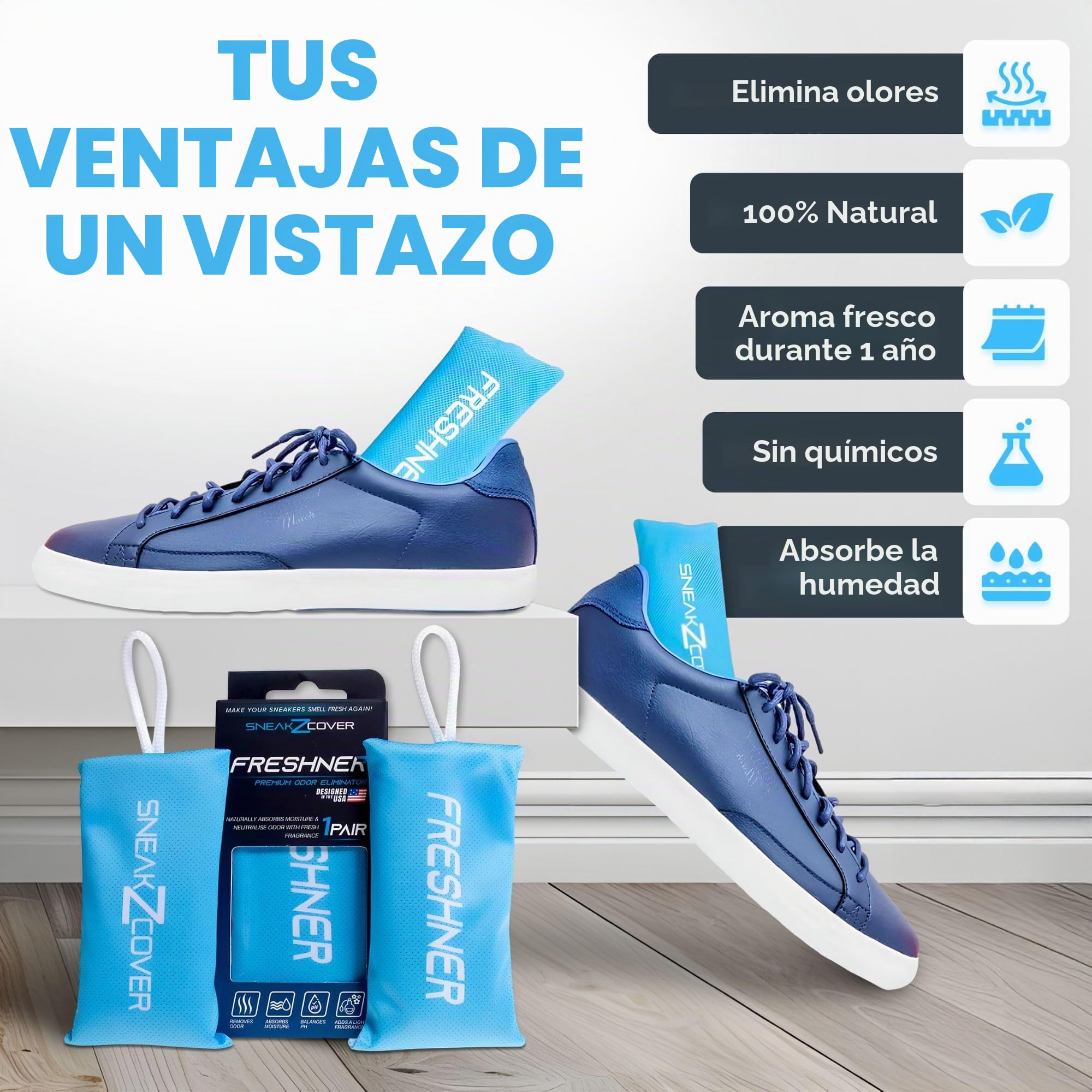 Freshner Desodorante de zapatos contra pies sudorosos, elimina olores y deja una fragancia fresca, para calzado de trabajo, deportivo y zapatillas