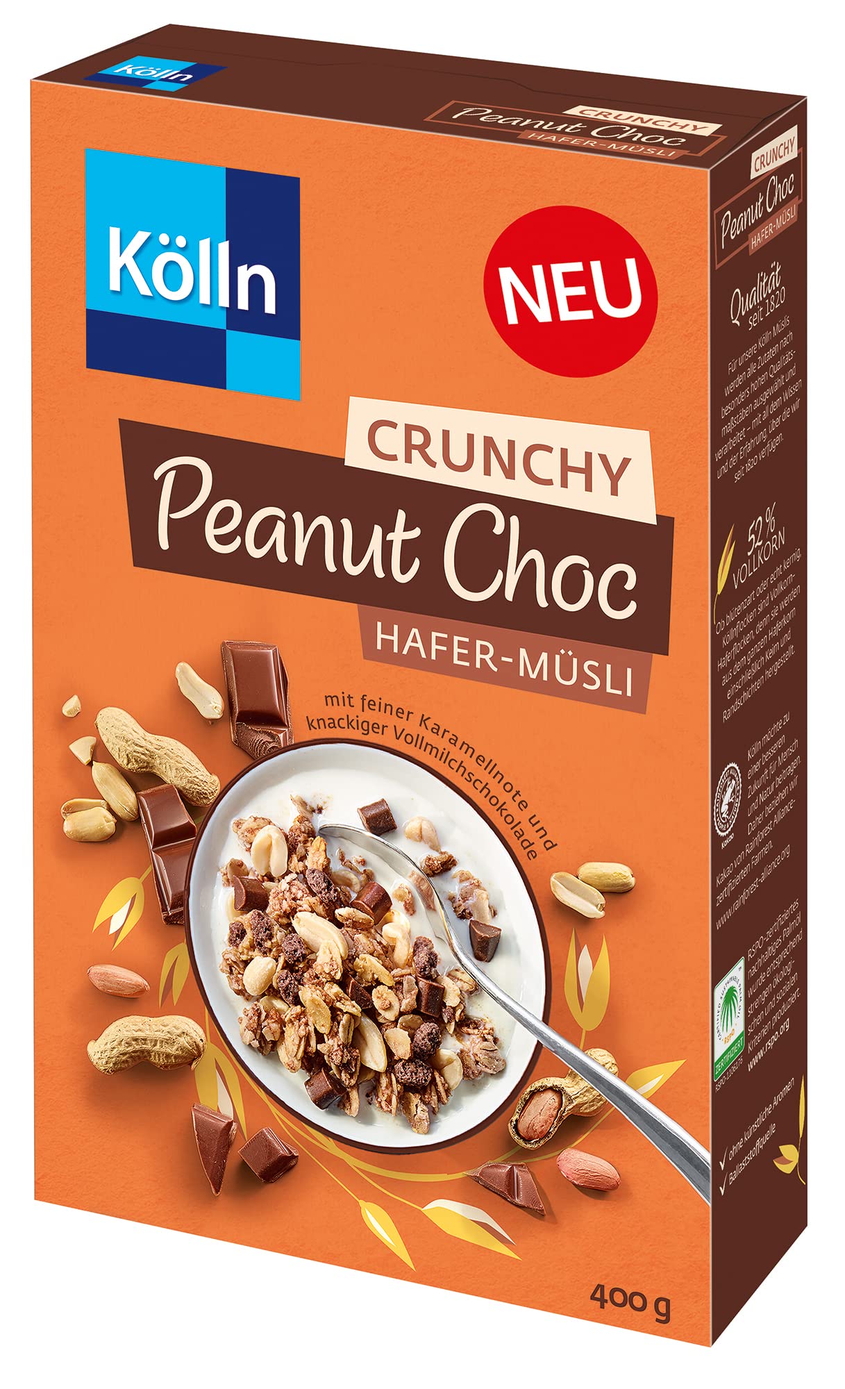 Kölln Hafer-Müsli Crunchy Peanut Choc 8er Pack (8 x 400 g)