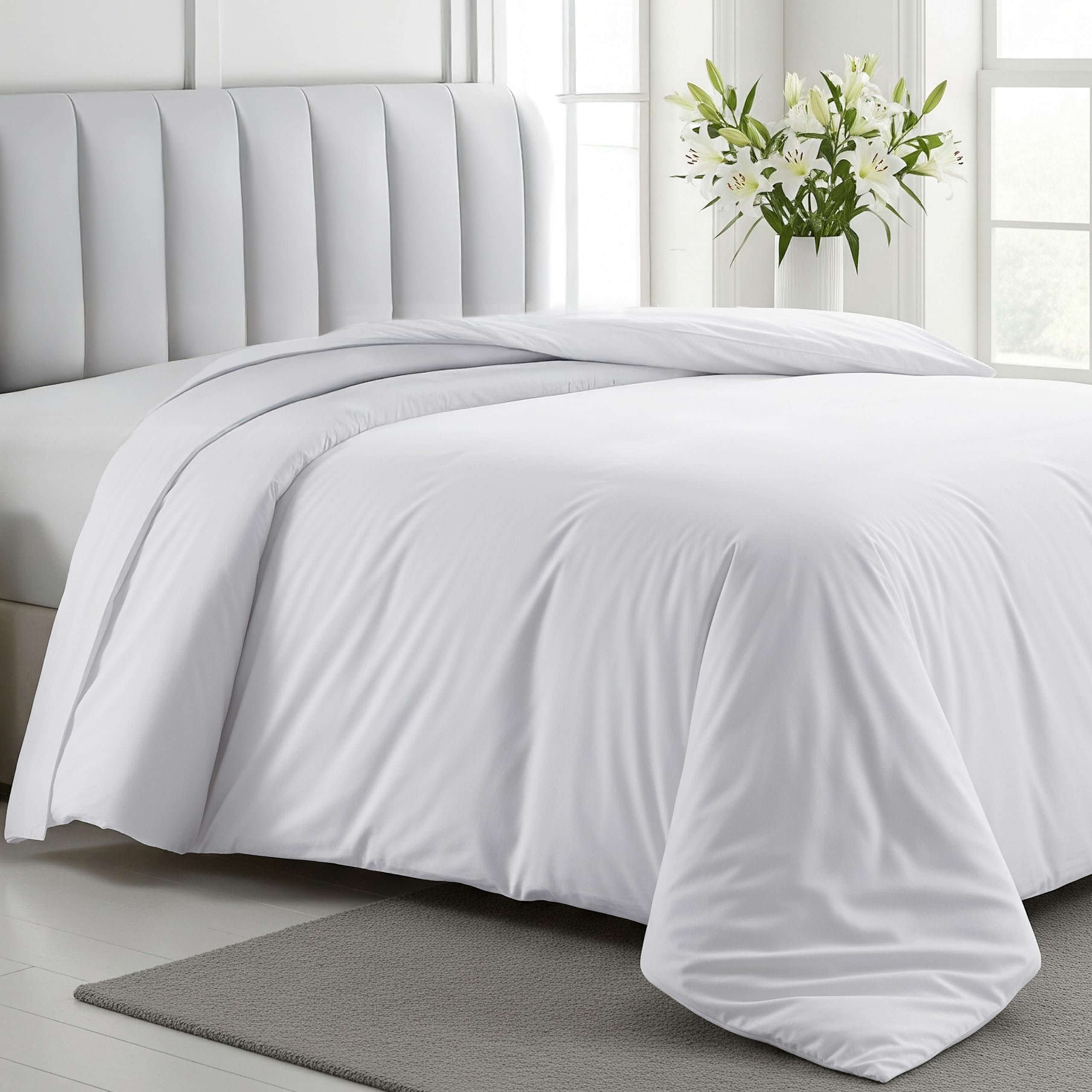 california design den duvet cover queen sizefull size -winner good housekeeping best bedding awards 2025 400 thread count sateen 100 cotton bedding duvet coversbutton closure amp corner ties -white