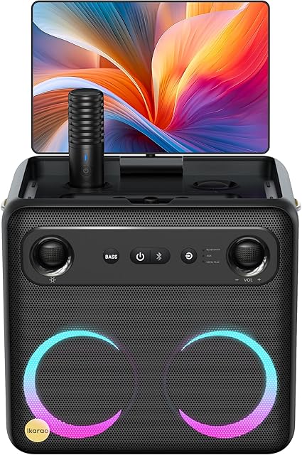 Smart Karaoke Machine for Adults - with Lyrics Display, 64GB Karaoke Tablet, 2 Wireless Mics, Professional Karaoke System, 300W Peak Power, 4 DJ Lights, Karaoke Speaker for Any Occasion